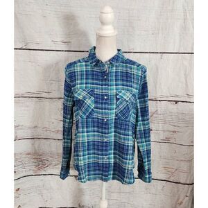 Sundance Plaid Pearl Snap Western Top Size Medium Petite